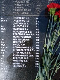 Мемориальная плита, на которой увековечено имя Водакова Сергея Андреевича