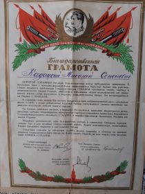 Благодарственное письмо