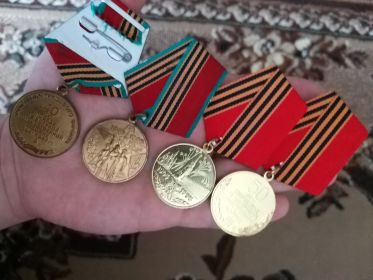 Фотографии медалей, удостоенных, в честь годовщины победы в ВОВ.