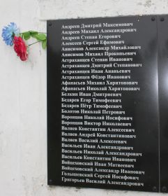 Плита с именем Алексеева С.Е. на памятнике воинам, погибшим в Великой Отечественной войне в селе Киреевск Кожевниковского района Томской области