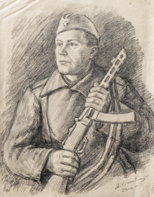 Карандашный рисунок С.Л.Хаскова, выполненный художником М.Е.Коноплиным.