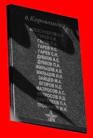 ОБЕЛИСК СЛАВЫ в Серково. Мемориальная плита КОРОВАШЕВЦАМ, погибшим и пропавшим без вести. Установлена 9 мая 2010 г.