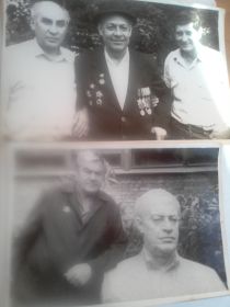 С роднёй - Юра и Анатолий (сверху), А. Кычиков с бюстом Тангиева (внизу)