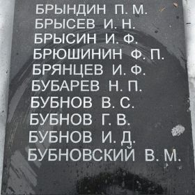 Мемориальная плита Воинского кладбища. Бубновский Василий Михайлович