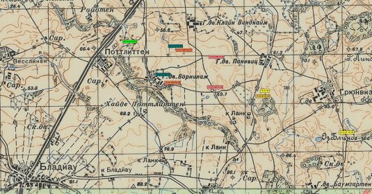 Наступление 262 СП из исходного района, 16-18 марта 1945  (по датам и точкам из ЖБД, старая карта)