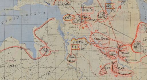 Карта положения войск на Крымском перешейке  Описывает период с 22.06.1941 по 31.12.1942 г. Карты. № документа: 72, Дата создания документа: 31.12.1942 г. Архив: ЦАМО, Фонд: 228, Опись: 701,