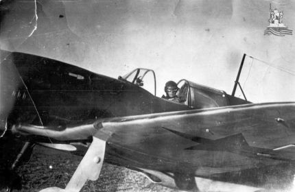 Осень 1941 года. Командир 247 иап (преобразован в 156 гв. иап) майор Федосеев М. А.  в кабине истребителя ЛаГГ-3.