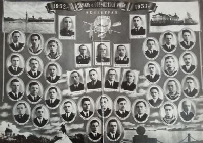 Однокурсники Ленинградского мореходного училища 1952-1953 г.г. Ветеран в верхнем левом углу.