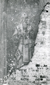 Фрагмент сохранившейся росписи в Архангельской церкви в Бобровском Сысертского района Свердловской области. май 1987