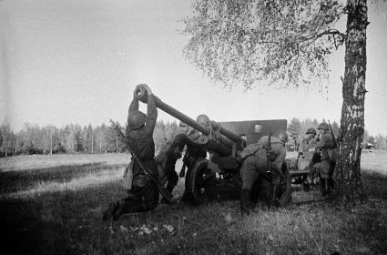 76,2-мм советская дивизионная и противотанковая пушка, материальная часть 65 отдельного истребительно — противотанкового дивизиона.