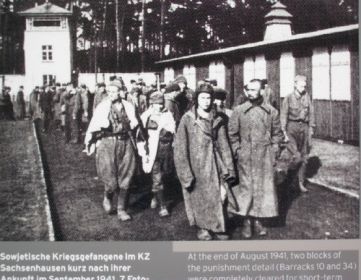 KZ (Konzentrationslager) Заксенхаузен (Sachsenhausen). 1941 г., ноябрь. Пленные солдаты и офицеры Красной Армии в лагере. Пропали, без вести…. Их будут ждать долго… безнадежно…