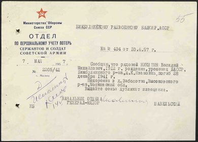 Уведомление ЦАМО