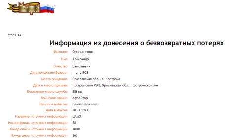 Информация о безвозвратных потерях