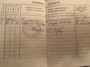 Выписка из трудовой книжки