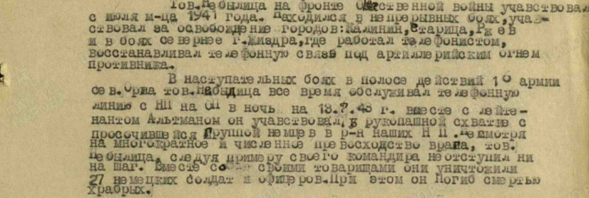 Документ о том, как погиб Дмитрий Петрович Небылица.
