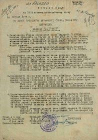 Приказ №03/Н о награждении медалью ЗА ОТВАГУ