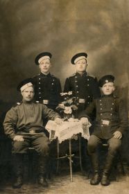 Групповое фото участника Первой мировой войны. г. Санкт-Петербург, 18 апреля 1913 г. (в 1-м ряду справа налево 1-м стоит наш дедушка)