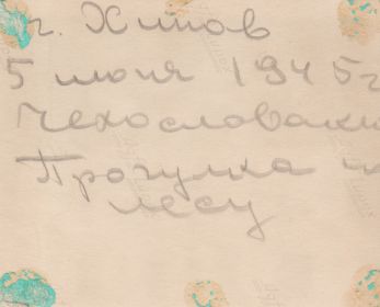 5 июня 1945 - Чехословакия. Прогулка в лесу (оборотная сторона)