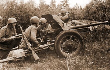 45-мм противотанковая пушка образца 1937 года (53-К), материальная часть 1252 истребительно-противотанкового артиллерийского полка РГК.