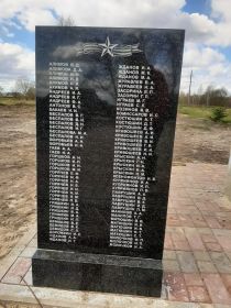 Захоронение: РОССИЯ: Калужская область, Козельский муниципальный район, сельское поселение “Деревня Дешовки”, село Березичи, “Сквер Памяти”, братское воинское захоронение.