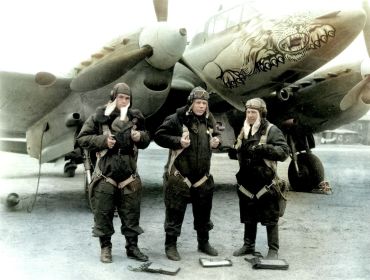 Апрель 1945г.  Слева-направо: Клименков А.А., Баранов Н.В., Щенников Н.П.