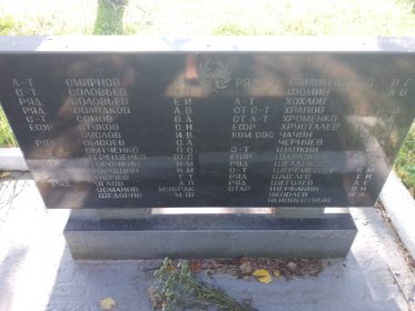 Гранитная стелла № 4 с именем Филиппа Ивановича Хохлова (записан как лейтенант (л-т) Хохлов)