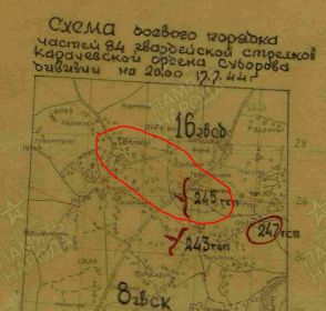 схема боевых порядков 84 гв сд на 17.07.44