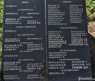 Мемориальная плита с фамилией Фирсова И. Т.