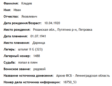 сведения о предполагаемом родственнике