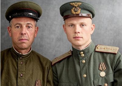 Фото Васильева И.Г. со своим сыном летчиком-истребителем Васильевым.В.И