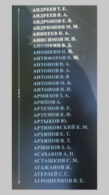 Памятная табличка: АТРОШЕНКОВ Я.Е. 02.06.2026