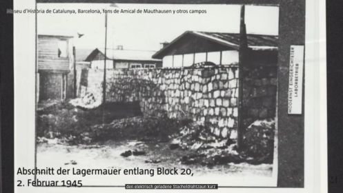 Участок лагерной стены вдоль блока 20 после восстания 2-3 февраля 1945 г.