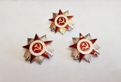 Награжден  2-мя боевыми орденами Отечественной войны II степени за №№ 888107, 8888108, юбилейным орденом Отечественной войны I степени за № 1867549.