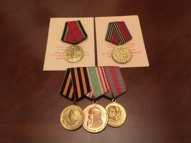 Медаль «За победу над Германией в Великой Отечественной войне 1941-1945 г.г.», медаль «ХХХ лет Советской Армии и Флота»