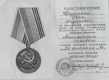 медаль «Ветеран труда»