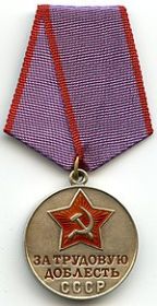 Указ ПРЕЗИДИУМА ВЕРХОВНОГО СОВЕТА СССР 03.11.1966- медаль «За трудовую доблесть»