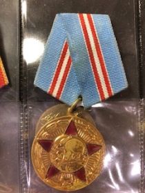 медаль «50 лет Вооруженных сил СССР», медалью «60 лет Вооруженных сил СССР»