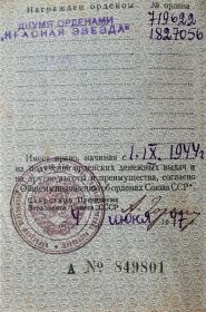 Два Ордена "Красной Звезды" №719622; №1827056. Орденская книжка №849801