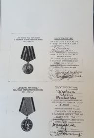 Медаль "за победу над Японией", "за победу над Германией в ВОВ 1941-1945"