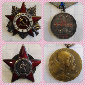 Орден Отечественной Войны степени, Медаль за Отвагу, Медаль за освобождение Праги, Орден Красной Звезды