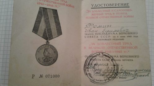 медаль "За доблестный труд в Великой Отечественной войне 1941-1954 гг"