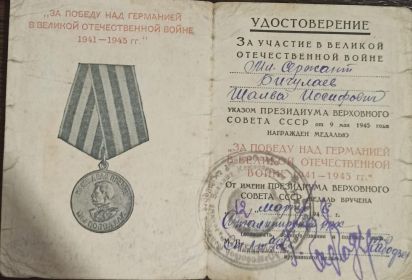 За победу над Германией в ВОВ 1941-1945гг