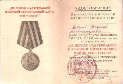 Медаль За победу над Германией в Великой Отечественной войне 1941 - 1945 гг