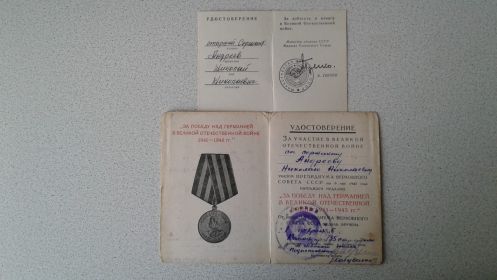 За победу над Германией в Великой Отечественной Войне 1941-1945