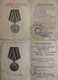 Медаль За победу над Германией в Великой Отечественной войне 1941-1945 гг.от 15.07.1946