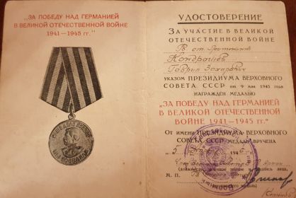 Медаль За победу над Германией в Великой Отечественной войне 1941 - 1945 г