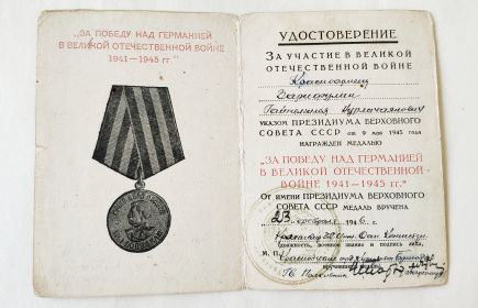 Медаль За победу над Германией в Великой Отечественной войне 1941-1945 гг.