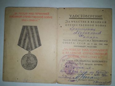 медаль за победу над Германией в Великой Отечественной войне 1941-1945 гг.