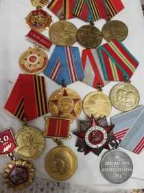 Все награды дедушка получил уже в мирное время: юбилейные медали за участие в ВОВ, медаль Жукова,  медали «50/60/70 лет вооружённых сил СССР», «30 лет Советской...
