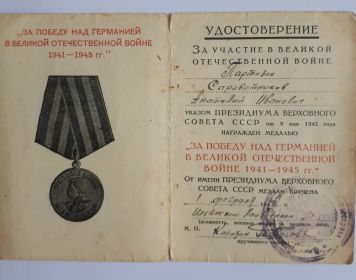 Медаль «За Победу над Германией в Великой Отечественной войне 1941-1945гг.»